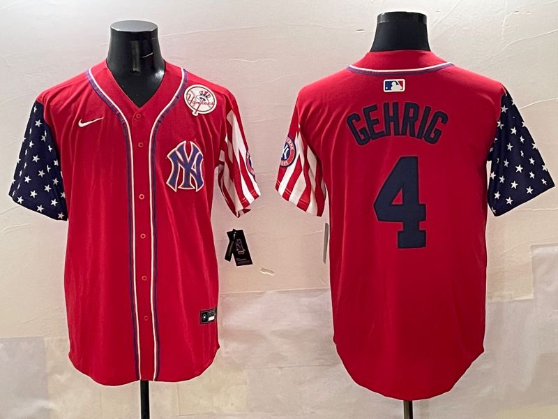 Men New York Yankees #4 Gehrig Red a generation of national flags Jointly Name 2025 Nike MLB Jersey style 7
